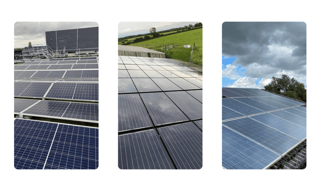 Commercial solar panel cleaning services provided by EV Solar UK