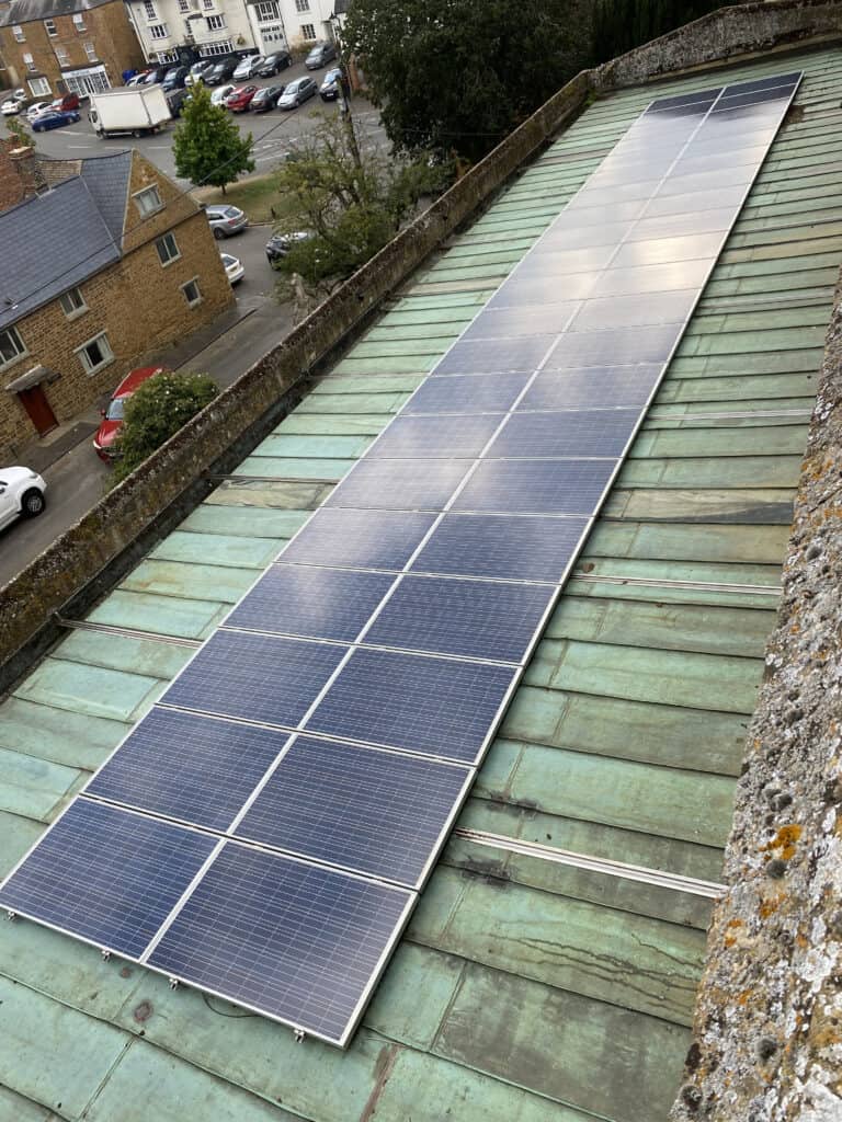 EV Solar & Battery Storage Limited carried out repairs and cleaning of a solar array at the church in Oxfordshire