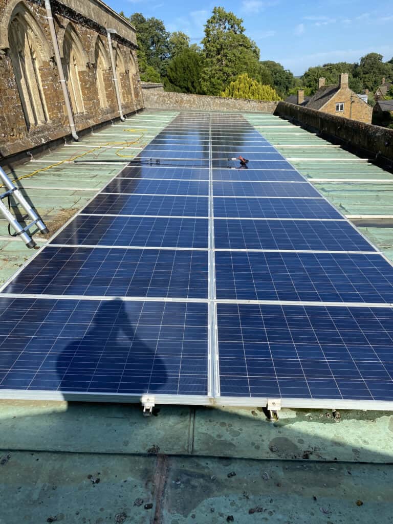 Solar panel cleaning for a church in Oxfordshire